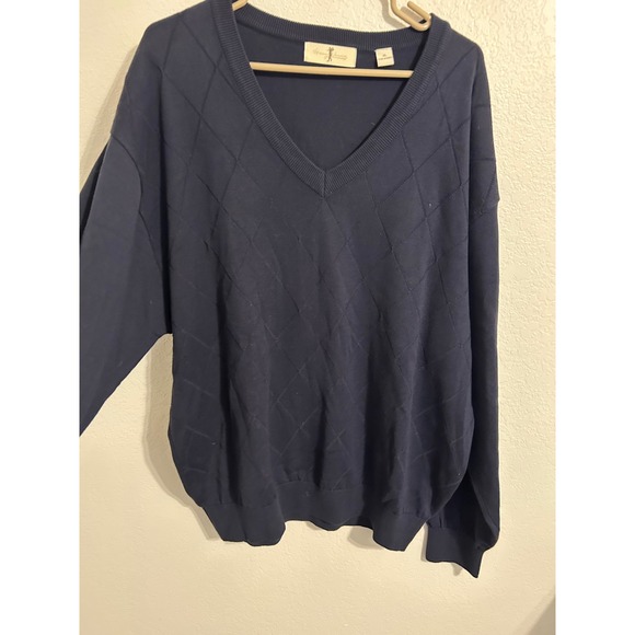 Harry Vardon Other - Harry Vardon Mens XL Navy Blue V-Neck Sweater Tonal Diamond Argyle Knit Pullover